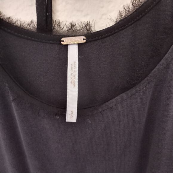 Free People Lace Neckline Textured Shoulders Goth Longsleeve Dress - Picture 3 of 7